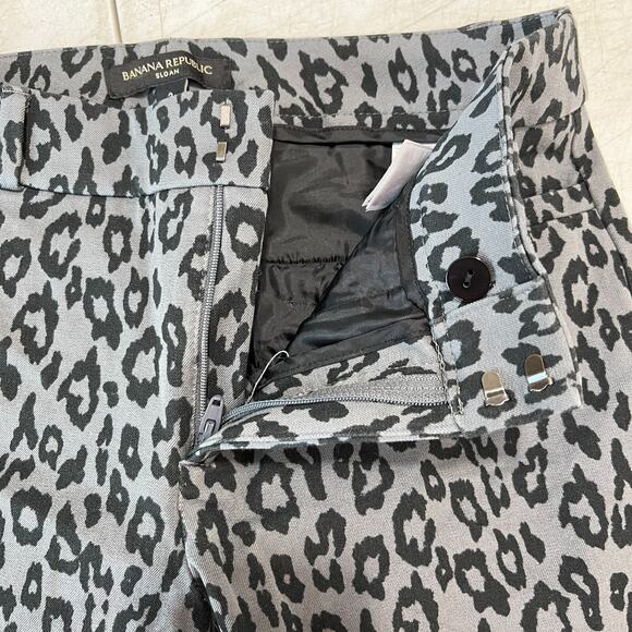 Banana Republic Womens Sloan Pants 2 Gray Cheetah Mid Rise Skinny Office‎ Casual - Picture 3 of 11